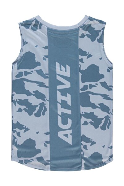 Civil Boys Camouflage Pattern Printed Zero Sleeve T-Shirt for Ages 6-9 - Gray 8-9 Years Old