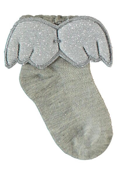 Civil Girls Angel Winged Socks for Girls Aged 3-11 - Gray 7-8 Years