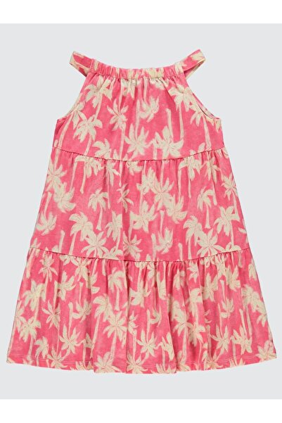 Civil Girls Pamiye Desenli 6-9 Yaş Elbise - Pembe 8-9 Yaş