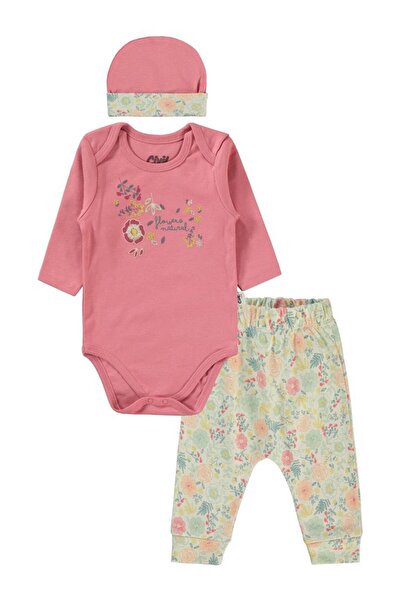 Civil Baby Natural Flowers Baskılı 3'lü 6-18 Takım - Pembe