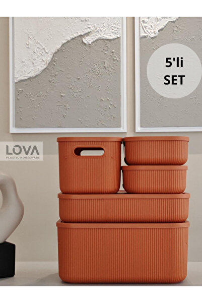 Lova 5'li Çok Amaçlı Mutfak,Banyo Giysi Kapaklı Dolap İçi Düzenleyici Set (Tu...