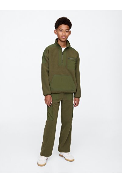 GAP Erkek Çocuk Haki Sherpa Baggy Pantolon