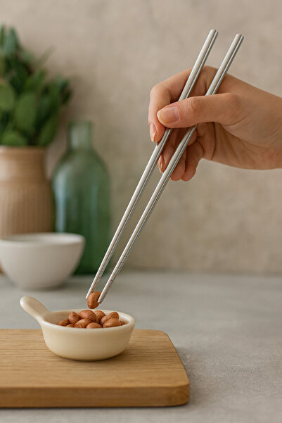 Anadolu Saray Pratik 1 Çift Metal Paslanmaz Çelik Kore Çin Chopsticks Yemek Çubuğu | Metal Çelik Chopstick