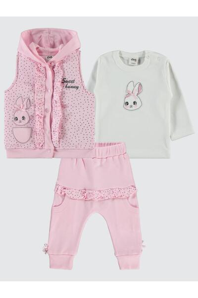 Civil Baby Σετ Κουνέλι με Κέντημα 6-18 Μηνών - Ροζ 6-9 Μηνών