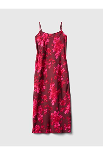 GAP Kadın Pembe Geri Dönüştürülmüş Saten Slip Maxi Elbise