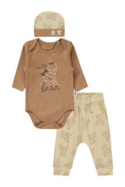 Civil Baby Cute Bear Baskılı 3'lü 6-18 Takım - Kahve 18-24 Ay