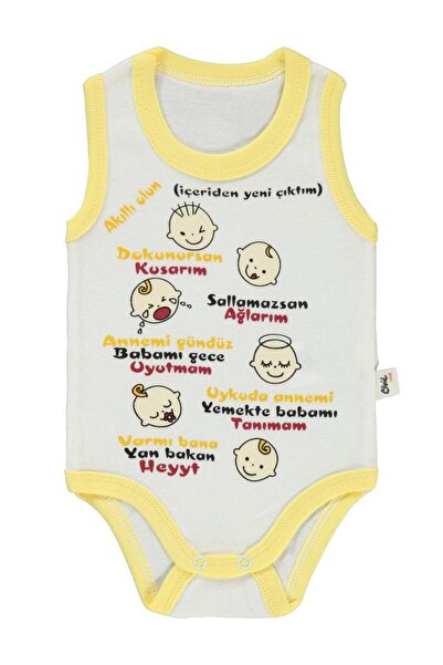 Civil Baby Akıllı Olun Baskılı Sfr.Kol1-36 Ay Çıtçıtlı Badi - Sarı 18-24 Ay