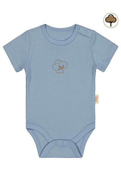 Civil Baby Organik Pamuklu K Kol 0-18 Ay Çıtçıtlı Badi - Mavi 0-1 Ay