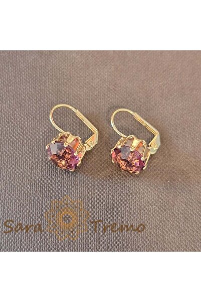 saratremo Cercei clasici cu cristale mari de zirconiu violet