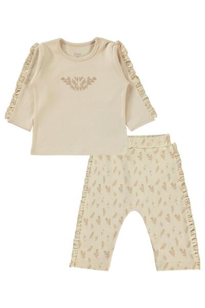 Civil Baby Kabartmalı Yaprak Empirme 6-18 Ay Takım - Fil Dişi 9-12 Ay