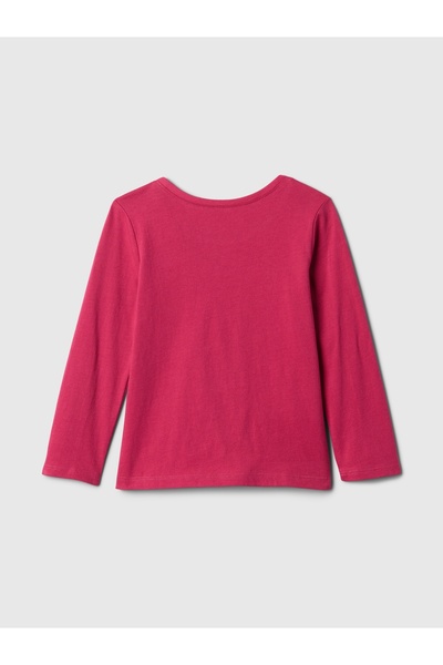 GAP Kız Bebek Pembe %100 Pamuk Logo Grafikli T-Shirt