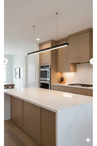 10EN 120cm Sıva Üstü ve Sarkıt Lınear Aydınlatma Avize Siyah Kasa Beyaz Işık