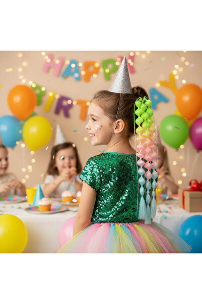 Mina Peruk Balon Örgülü Simli Lastikli At Kuyruğu - ACM27