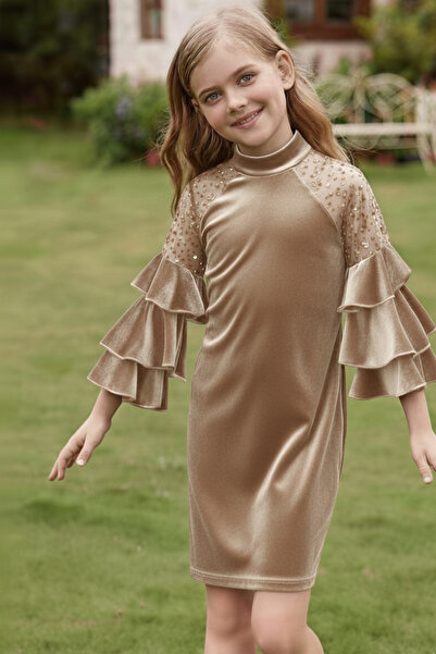 My Kids Wear Girls' Velvet Children's Dress for Special Occasions 4-12 Years Old 12105