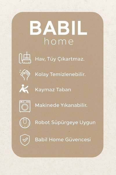 Babil Home Kaymaz Tabanlı Yolluk Kesme Koridor Salon Mutfak Halısı 3048 KREM