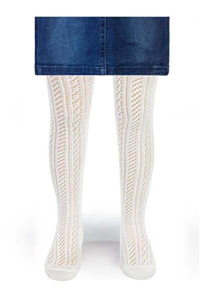 Civil Girls Mesh Pantyhose for Ages 3-11 - Ecru7-8 Years