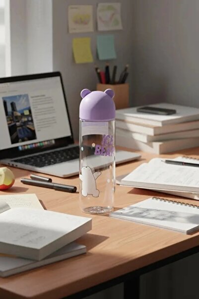 Miniso We Bare Bears Lisanslı Figür Kapaklı Plastik Şişe (500ML)