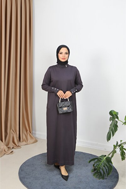 NİSUM MODA Mercerized Dress with Stone Detail