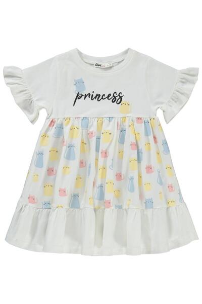 Civil Girls Cat Printed Dress for 2-5 Years Old - Ecru4-5 Years Old