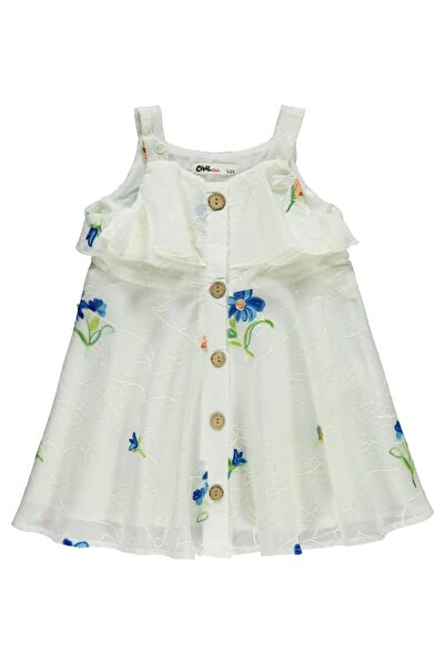 Civil Girls Floral Embroidered Dress for Ages 2-5 - Ecru3-4 Years