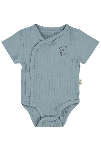 Civil Baby Ayıcık Baskılı 1-18 Ay Çıtçıtlı Badi - Mavi 1-3 Ay