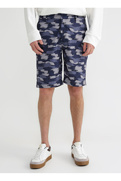 Fabrika Düşük Bel Loose Fit Lacivert Erkek Bermuda Şort Nega