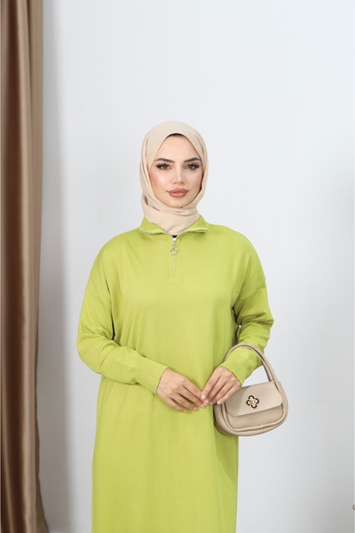 NİSUM MODA Mercerized Dress with Zipper