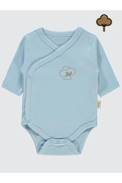 Civil Baby Organik Pamuklu Kruvaze 0-6 Ay Çıtçıtlı Badi - Mavi0-1 Ay
