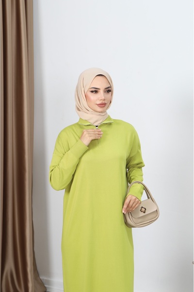 NİSUM MODA Mercerized Dress with Zipper