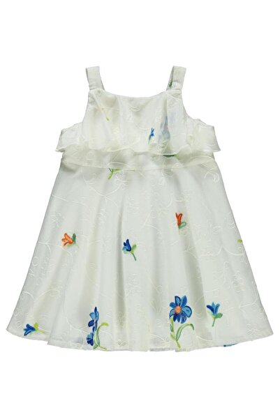 Civil Girls Floral Embroidered Dress for Ages 2-5 - Ecru3-4 Years