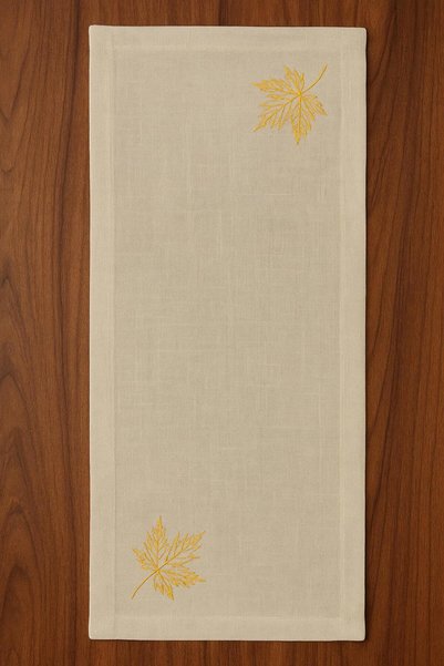 S&R 7 Piece Dowry Stain-Resistant Linen Runner and 6 Piece American Service Napkin Set Embroidered