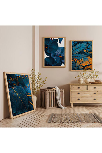 Zevahir Mobilya Dekorasyon Set de pictură din lemn cu cadru din lemn Blue Nature