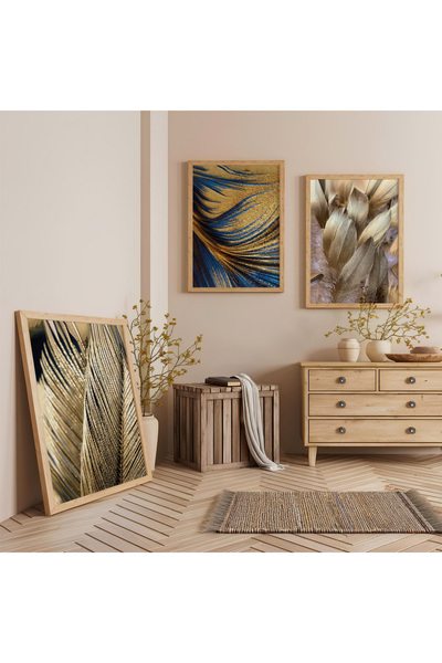 Zevahir Mobilya Dekorasyon Set de pictură din lemn cu cadru din lemn, cu pene...