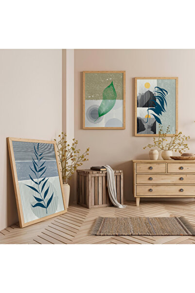 Zevahir Mobilya Dekorasyon Set de trei tablouri din lemn în rama din lemn, ur...