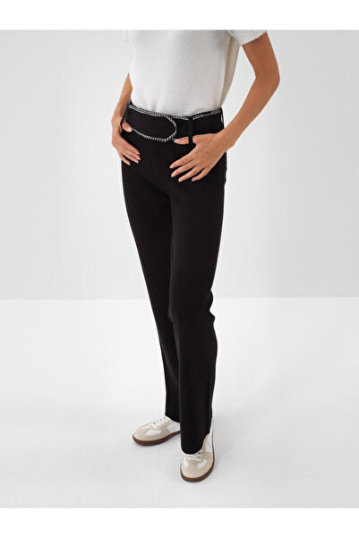 Xint Kadın Siyah Yünlü Düz Pantolon