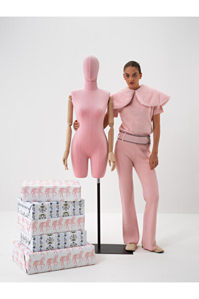 Xint Kadın Pembe Yünlü Düz Pantolon