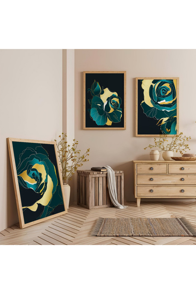 Zevahir Mobilya Dekorasyon Set de pictură din lemn cu trei bucăți cu rame din...