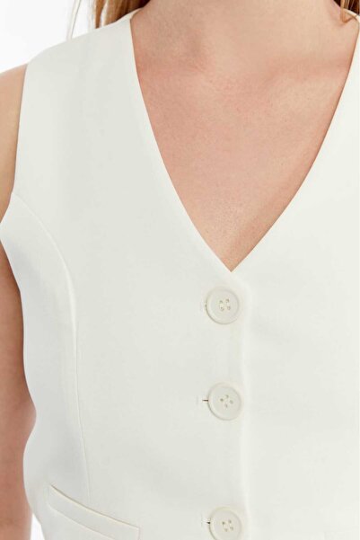 lovmi Women's Lined Fitted Buttoned Stylish V-Neck Vest Tight Fit