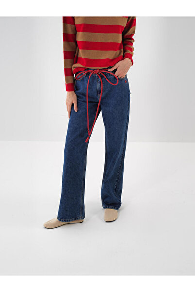 Xint Kadın Mavi Pamuk Dokulu Regular Fit Pantolon