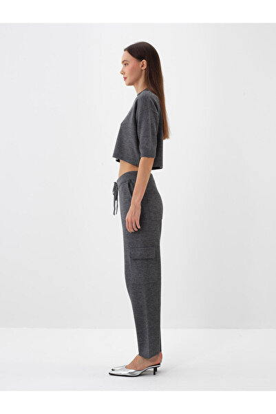 Xint Kadın Antrasıt Yünlü Kargo Cep Pantolon