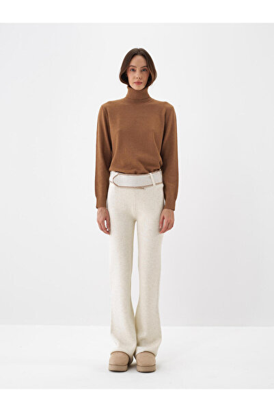 Xint Kadın Camel Yünlü Basic Balıkçı Yaka Kazak