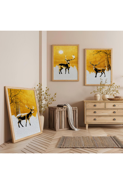 Zevahir Mobilya Dekorasyon Set de pictură triplă din lemn cu cadru din lemn