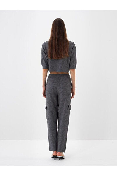 Xint Kadın Antrasıt Yünlü Kargo Cep Pantolon