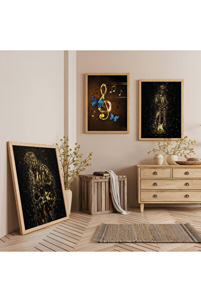 Zevahir Mobilya Dekorasyon Set de pictură modernă cu trei tablouri din lemn c...