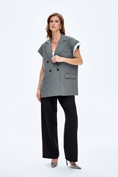 Quzu Γιλέκο με λεπτομέρεια Garni με ανοιχτή πλάτη σε σκούρο γκρι