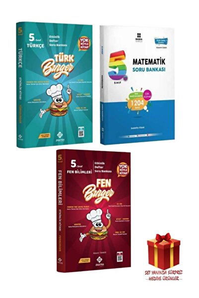 Panem Yayınları Ekstra 5. Sınıf Türk Burger Soru Bankası+ Matematik Soru Bankası+ Fen Burger Soru Bankası+ Hediye