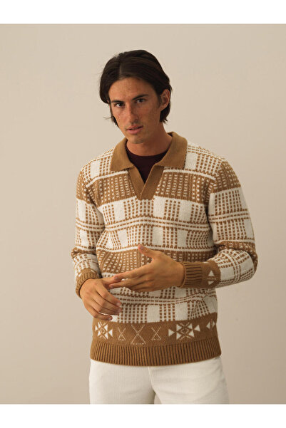 Xint Erkek Camel Polo Yaka Regular Fit Kazak