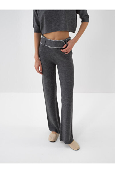 Xint Kadın Antrasıt Yünlü Düz Pantolon