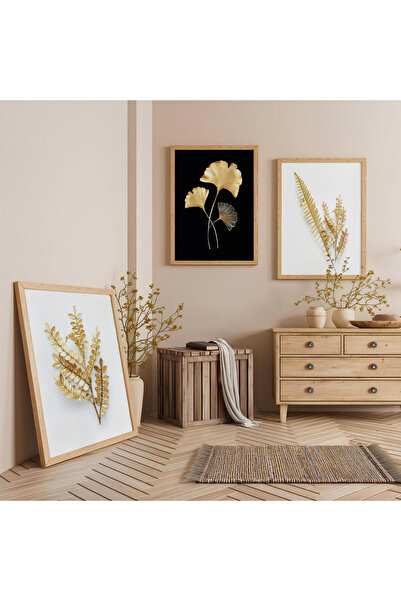 Zevahir Mobilya Dekorasyon Set de pictură triplă din lemn cu grâu și flori cu...