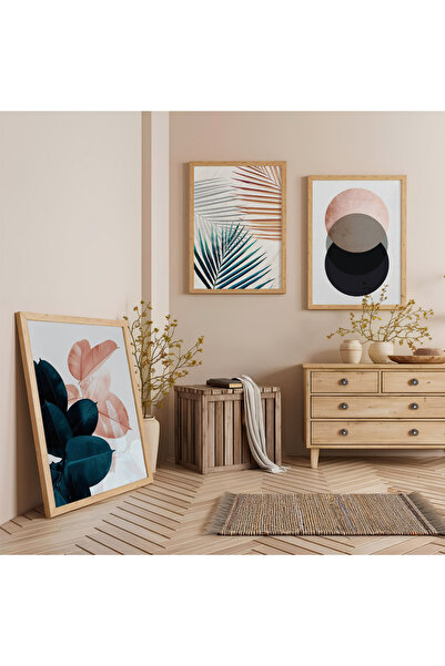 Zevahir Mobilya Dekorasyon Set de pictură din lemn cu ramă din lemn, frunze ș...
